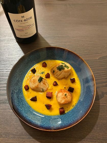Cover image for Scallops, crispy chorizo & Butternut Squash