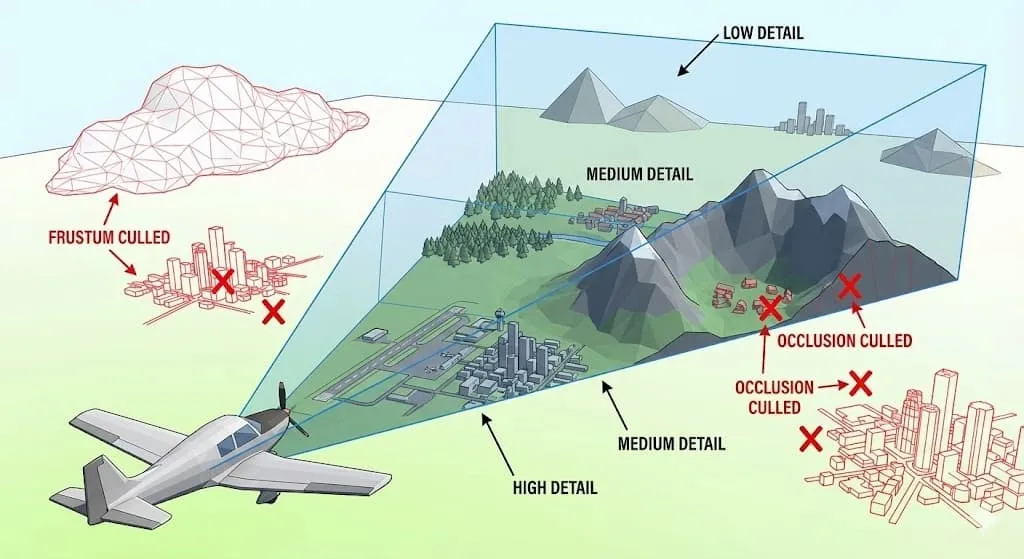 Frustum culling, Level of Details