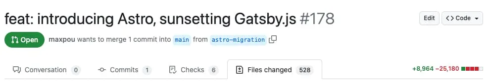 The pull request with 25000 line of code deleted