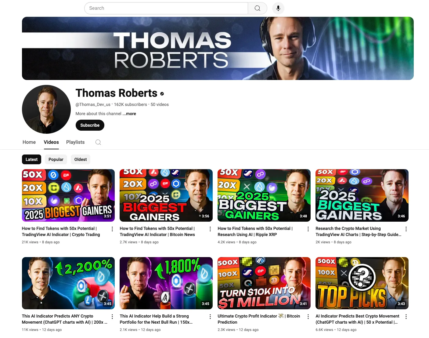 A Youtuber homepage with clickbaity images
