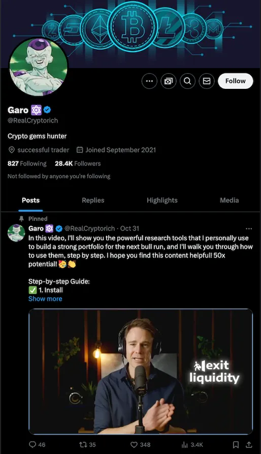 @realcryptorich shared video the video on his Twitter profile